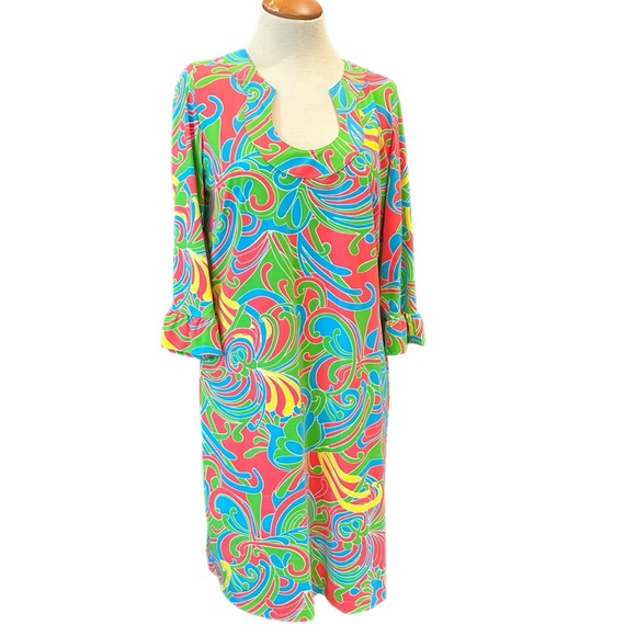 Katherine Way Dresses & Skirts - KATHERINE WAY BOLD MOD LONG SLEEVE SUMMER DRESS BOLD COLORFUL PRINT 1960s 1970s